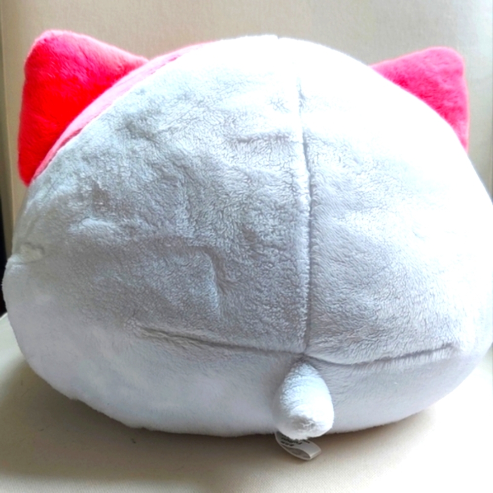 Nemuneko Furyu Large White Pink Plush Cat - Picture 2 of 3
